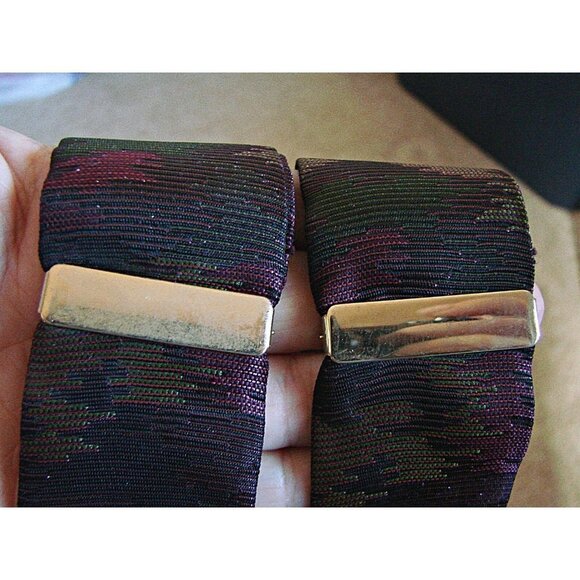 CAS Adjustable Button On Suspenders Maroon Burgundy Green Gold Camo Like Design - Picture 4 of 10